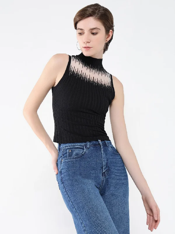 Instant Deal Women Solid Black Top