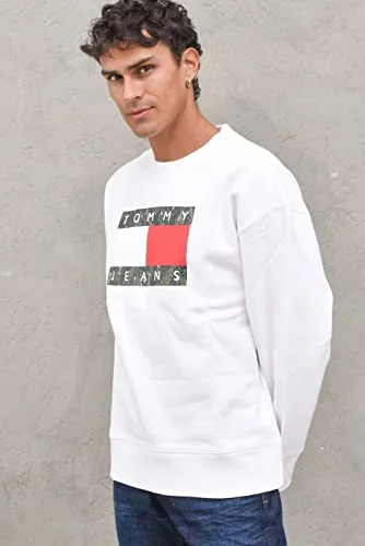 Buy Today Tommy Jeans Mens Tjm Camo Flag Crew Sweatshirt