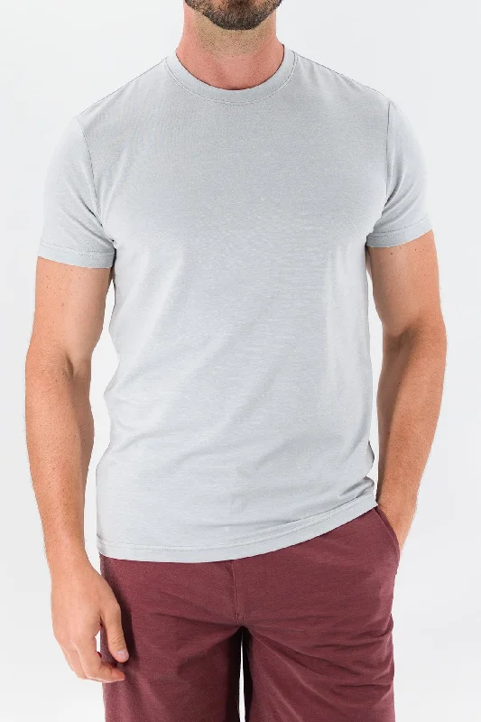 Don't Delay Feeder Stripe Tee - Melange Quiet Gray