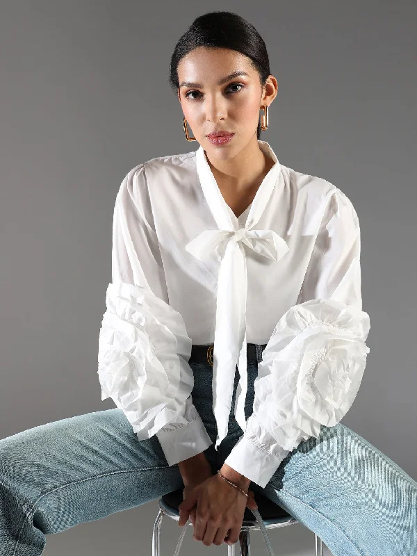 Weekend Specials to Cherish Women White Solid Top