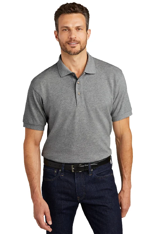 Final Clearance Port Authority Mens Shrink Resistant Short Sleeve Polo Shirt - Oxford Grey