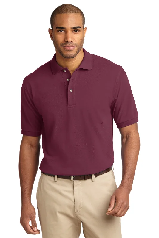 Instant Discount Port Authority Mens Shrink Resistant Short Sleeve Polo Shirt - Burgundy - Closeout