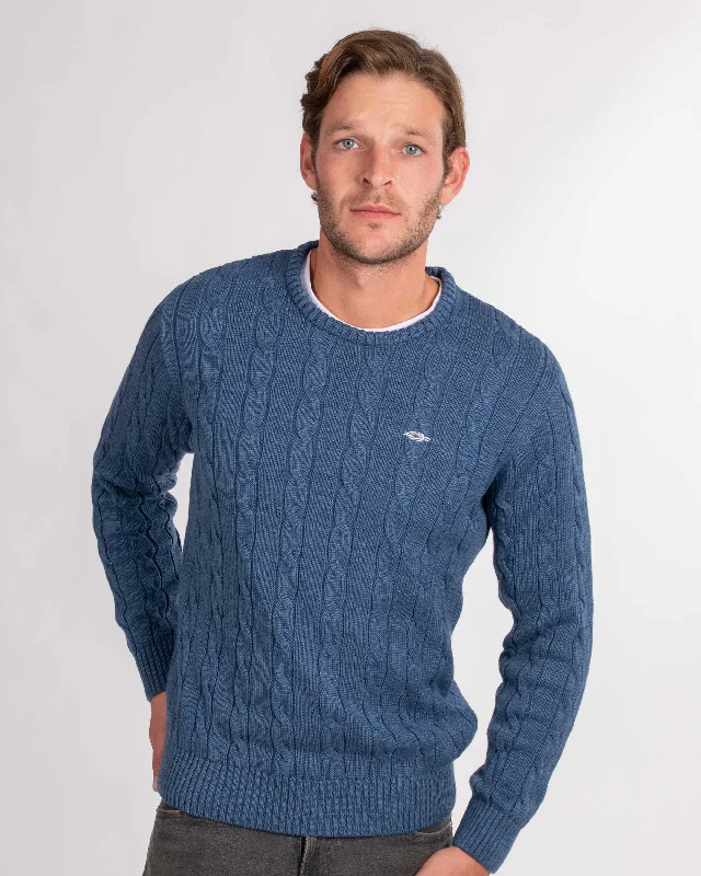 Grand Opening Sale Mid Blue Aubrey Cable Knit Jumper