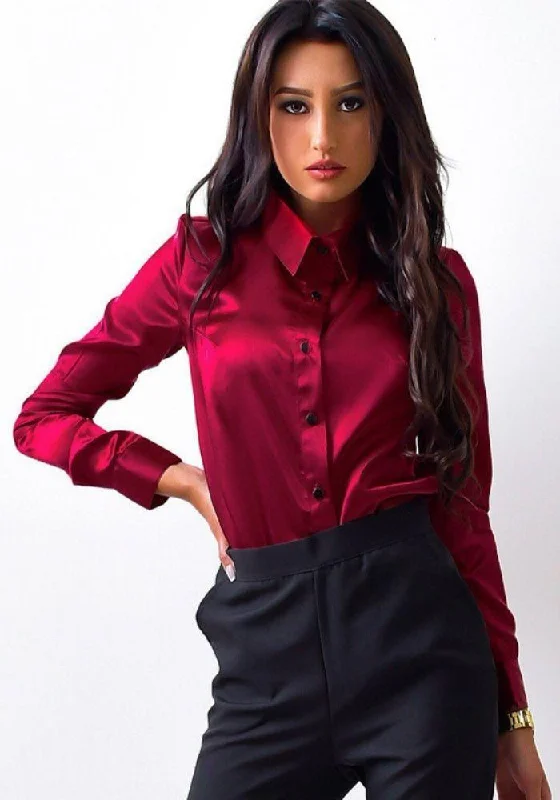 Burgundy Satin Shirt