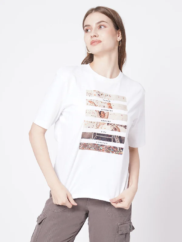 Women Slim Fit White Oversize T-Shirt