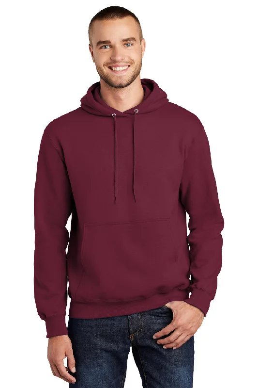 Extra Discounts Port & Company Mens Essential Pill Resistant Fleece Hooded Sweatshirt Hoodie w/ Pouch Pocket - Cardinal Red