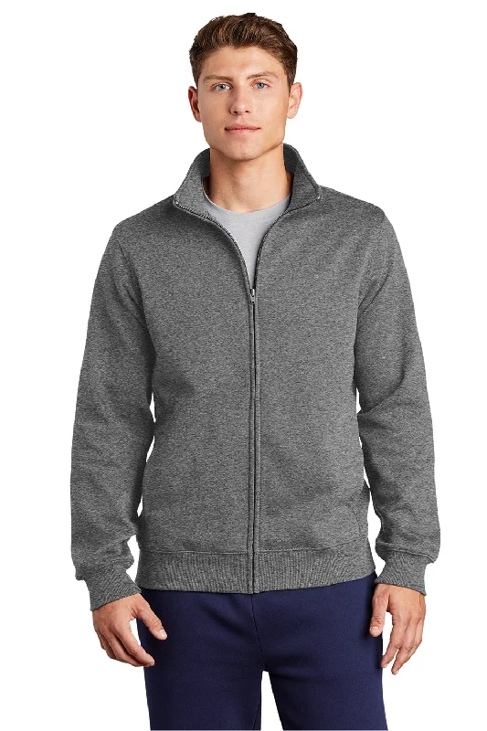 Seasonal Sale Sport-Tek Mens Shrink Resistant Fleece Full Zip Sweatshirt w/ Pockets - Heather Vintage Grey Seasonal Sale Sport-Tek Mens Shrink Resistant Fleece Full Zip Sweatshirt w/ Pockets - Heather Vintage Grey