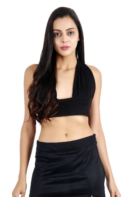 Black Solid Multiway Crop Top