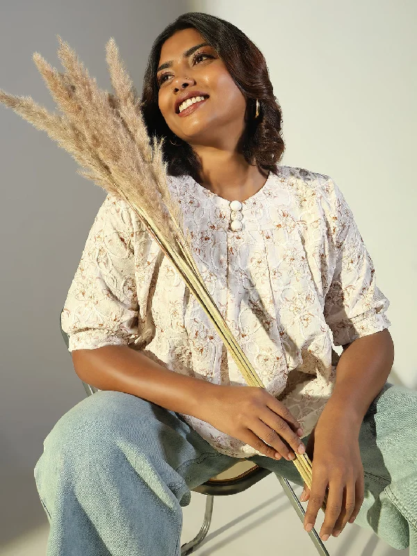 Weekend Bargains to Enjoy Women Off White Floral Top