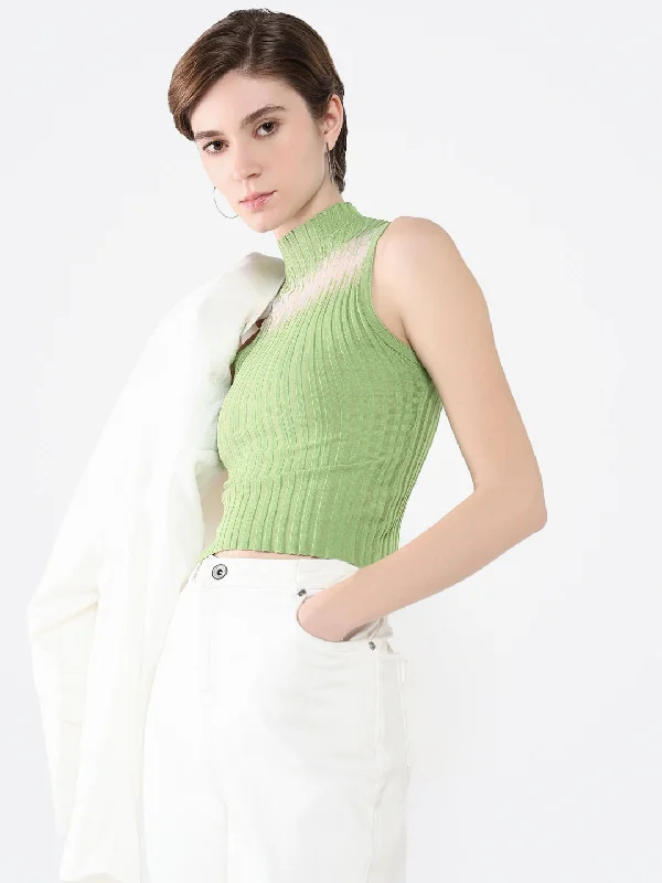 Act Fast Women Solid Green Top