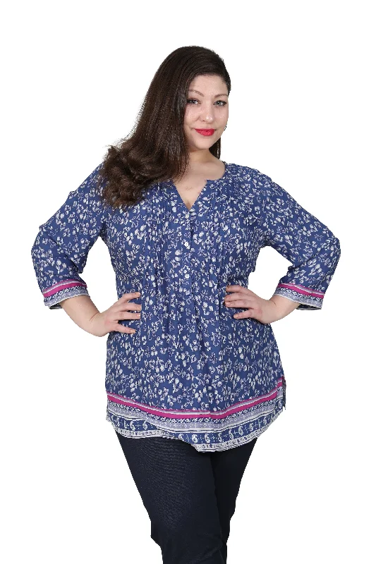 Plus Size Rayon Print Tunic