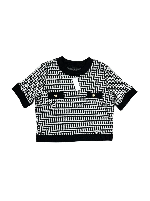Weekend Shopping Extravaganza Top Short Sleeve By Ann Taylor In Black & White, Size: L