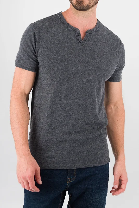 Major Deal Burnout Henley - Dark Grey Heather