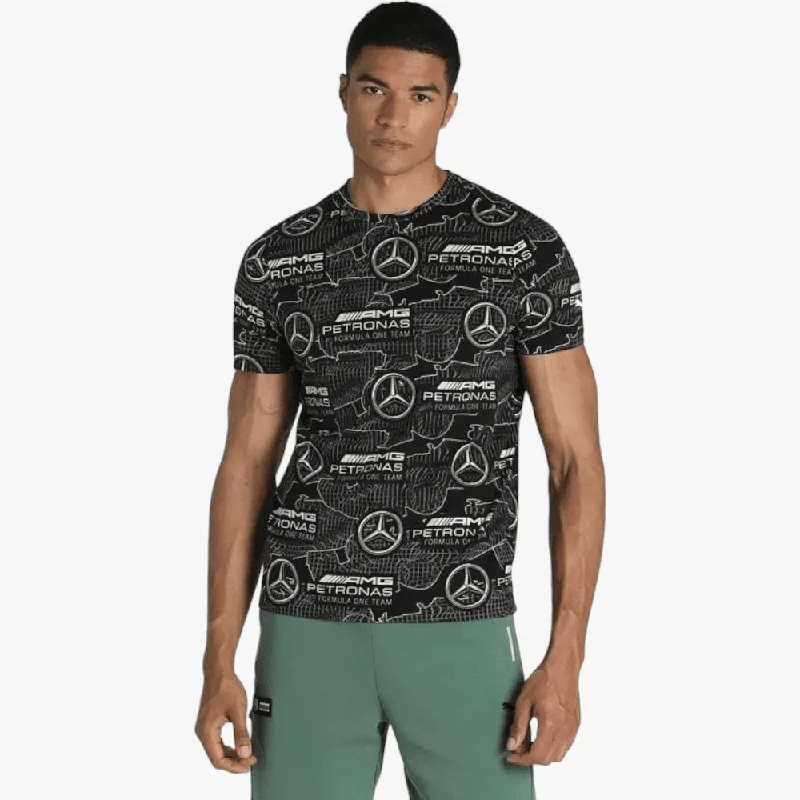 Weekend Savings Bonanza Puma Mens Mapf1 Aop Short Sleeve Logo Tee Black