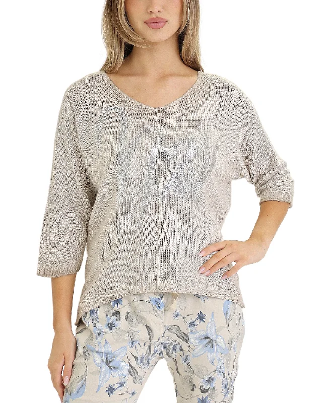 Weekend Deals That Wow Metallic Heart Knit Top