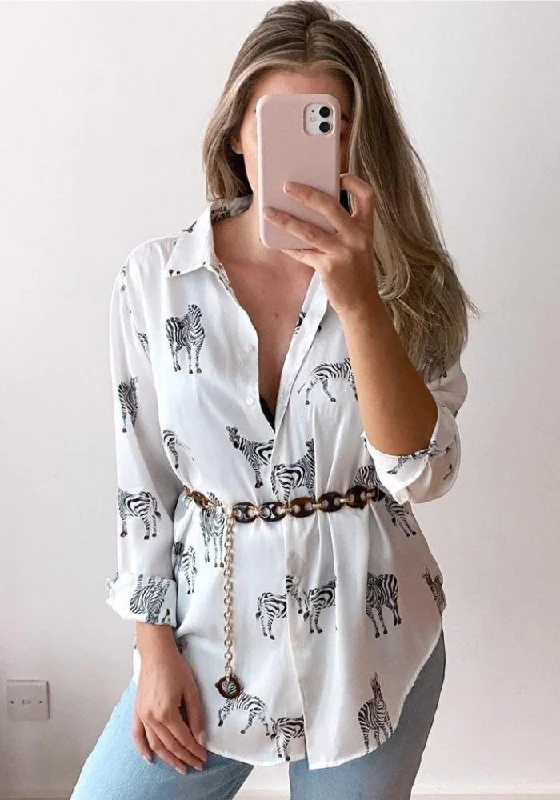 Zebra Print Satin Blouse