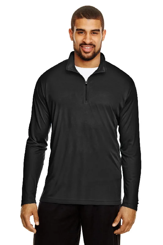 Great Bargains Team 365 Mens Zone Performance Moisture Wicking 1/4 Zip Sweatshirt - Black