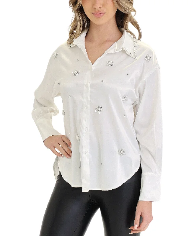 Major Deal Satin Blouse w/ Sequin & Pearls