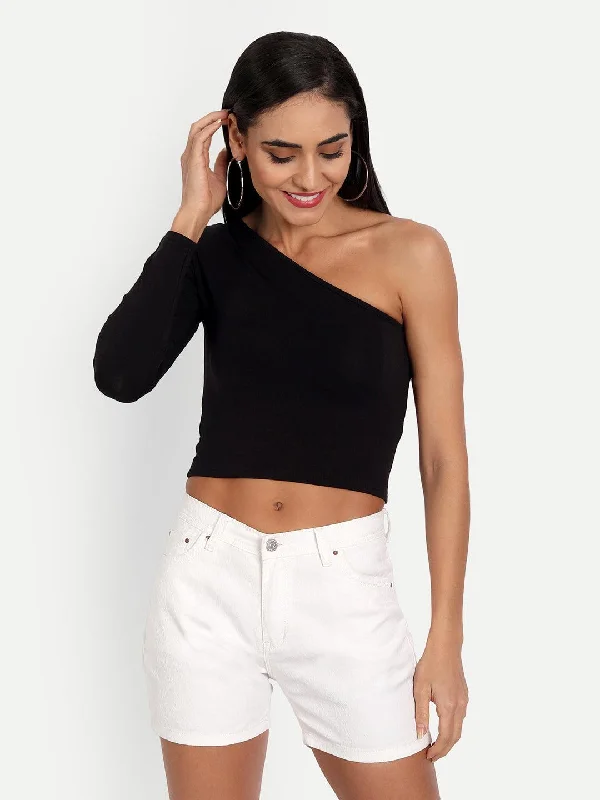 Regan Black One Shoulder Top