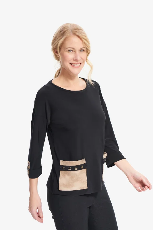 Joseph Ribkoff Top 214146 Black/Sand