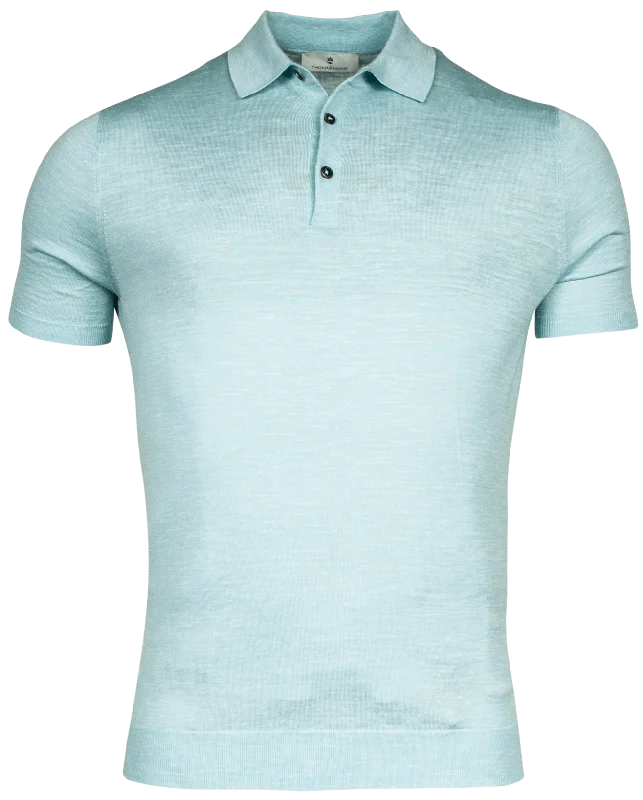 Act Now ID24451-Thomas Maine Sky Linen Silk Polo
