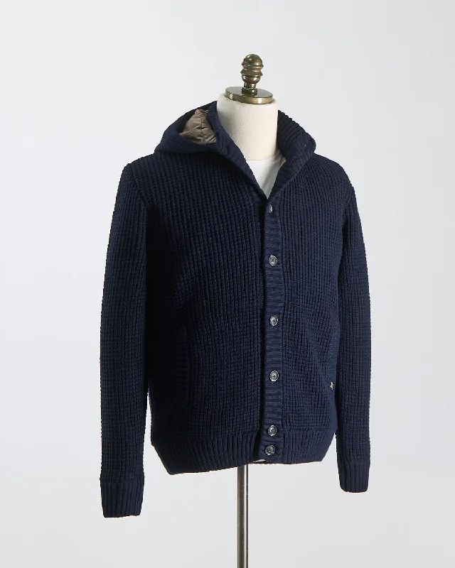 Limited Edition Popcorn Stitch Padded Hoodie Knit Jacket