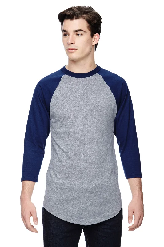 Great Deal Augusta Sportswear Mens 3/4 Sleeve Crewneck T-Shirt - Heather Grey/Navy Blue Great Deal Augusta Sportswear Mens 3/4 Sleeve Crewneck T-Shirt - Heather Grey/Navy Blue