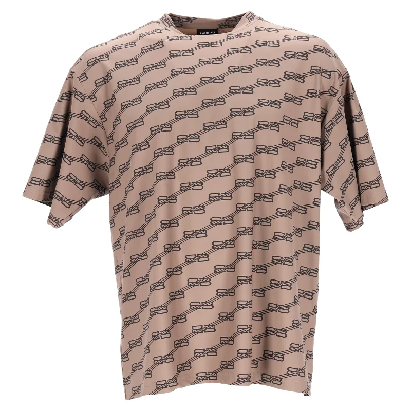 Super Bargain Balenciaga Monogram Swimwear T-Shirt in Brown Polyamide
