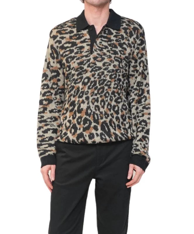 Seasonal Clearance Beauchamp Polo Sweater In Leopard Print
