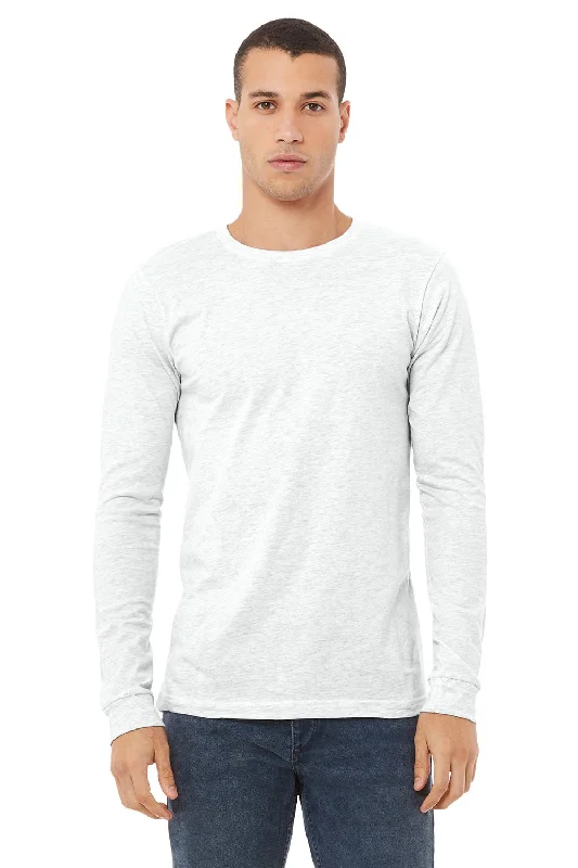 Hurry Up Bella + Canvas Mens Jersey Long Sleeve Crewneck T-Shirt - Ash Grey