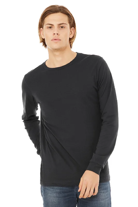 Extra Discount Bella + Canvas Mens Jersey Long Sleeve Crewneck T-Shirt - Dark Grey