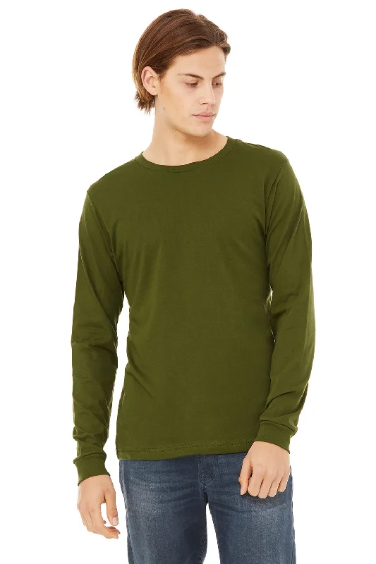 Buy Today Bella + Canvas Mens Jersey Long Sleeve Crewneck T-Shirt - Olive Green