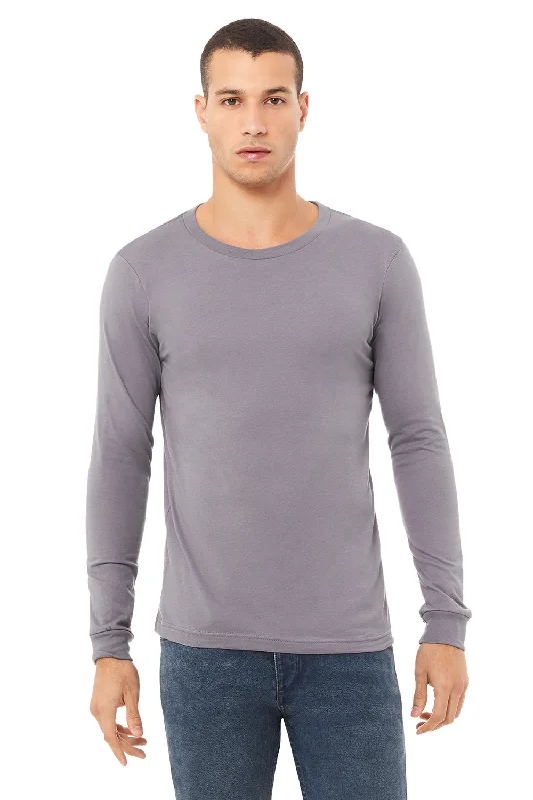 Clearance Sale Bella + Canvas Mens Jersey Long Sleeve Crewneck T-Shirt - Storm Grey