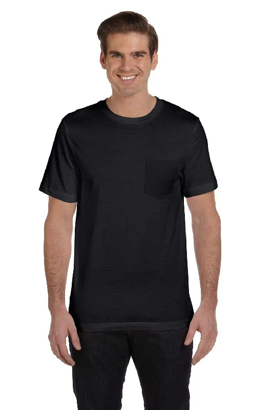 Pay Less Bella + Canvas Mens Jersey Short Sleeve Crewneck T-Shirt w/ Pocket - Black