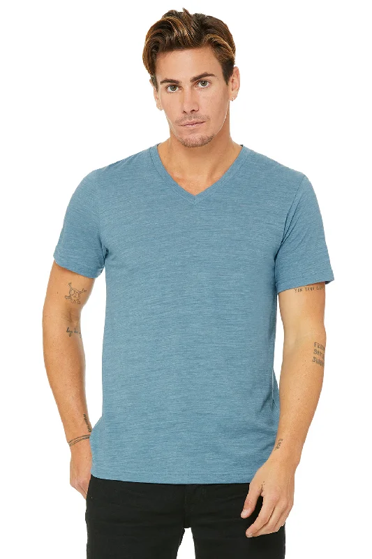 Super Discount Bella + Canvas Mens Jersey Short Sleeve V-Neck T-Shirt - Denim Blue Slub Super Discount Bella + Canvas Mens Jersey Short Sleeve V-Neck T-Shirt - Denim Blue Slub