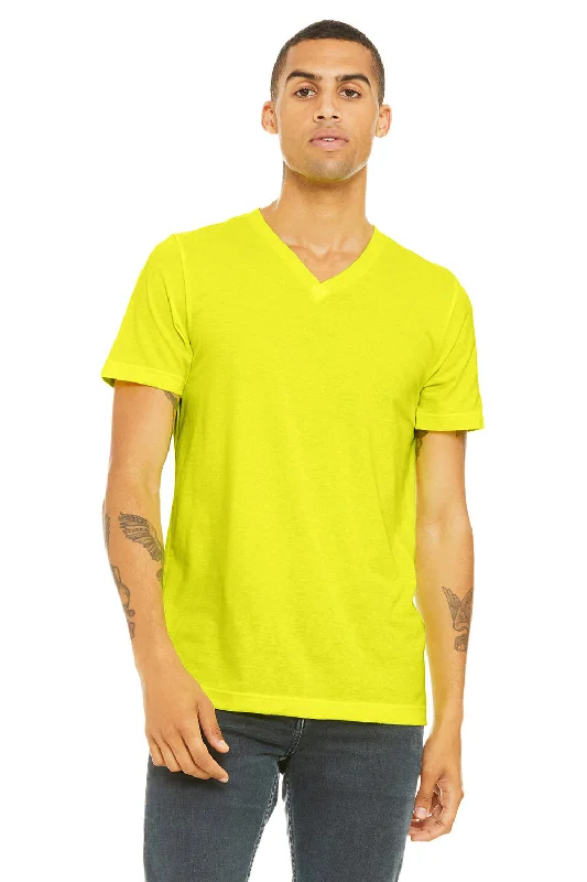 Special Buy Bella + Canvas Mens Jersey Short Sleeve V-Neck T-Shirt - Neon Yellow