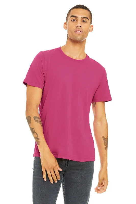 Price Drop Bella + Canvas Mens Short Sleeve Crewneck T-Shirt - Berry Pink