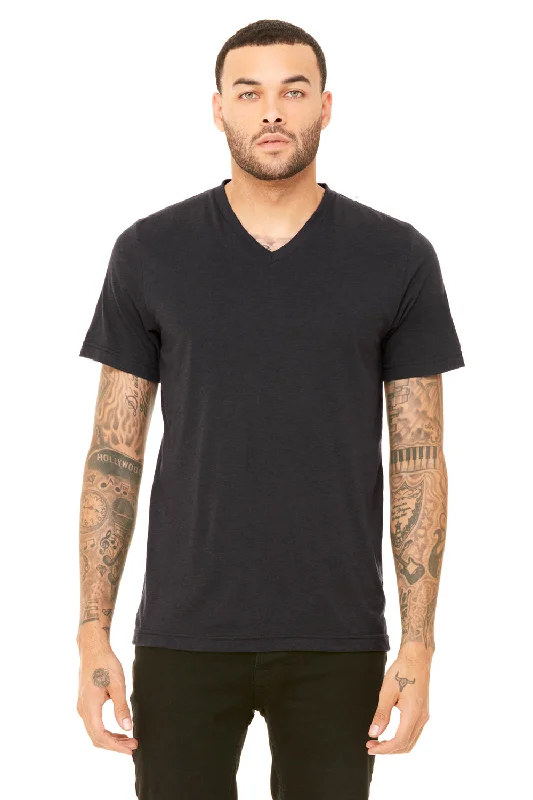 Super Deal Bella + Canvas Mens Short Sleeve V-Neck T-Shirt - Solid Dark Grey