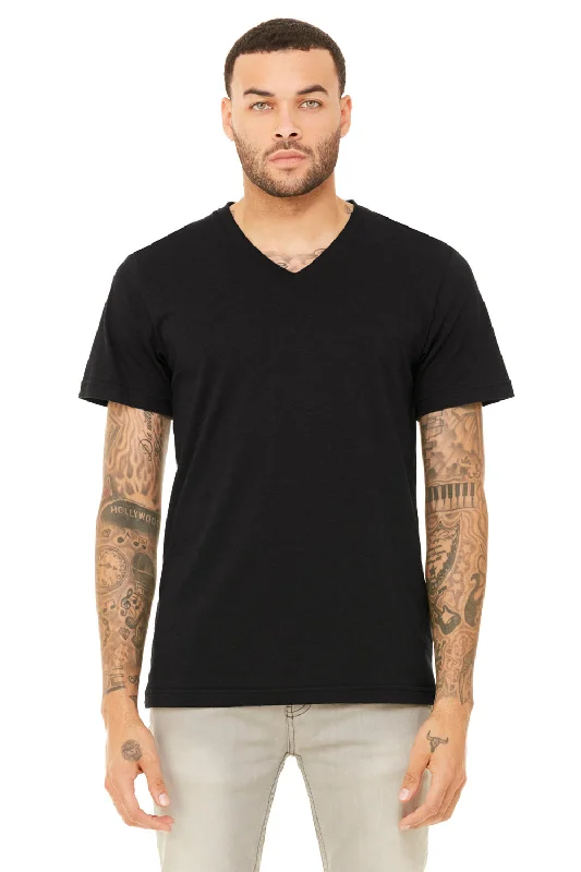 TIME-Limited Offer Bella + Canvas Mens Short Sleeve V-Neck T-Shirt - Heather Black