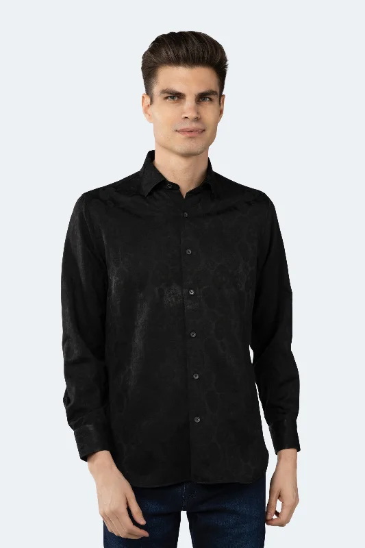 Daily Special Black on Black Jacquard Skulls Shirt