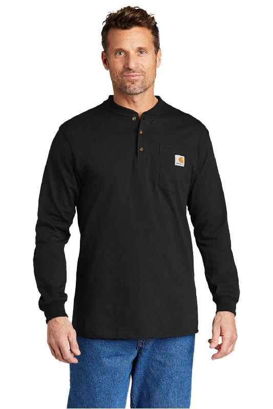Reduced Prices Carhartt Mens Long Sleeve Henley T-Shirt w/ Pocket - Black
