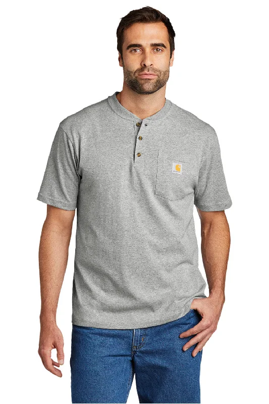 Can't Miss Carhartt Mens Short Sleeve Henley T-Shirt w/ Pocket - Heather Grey