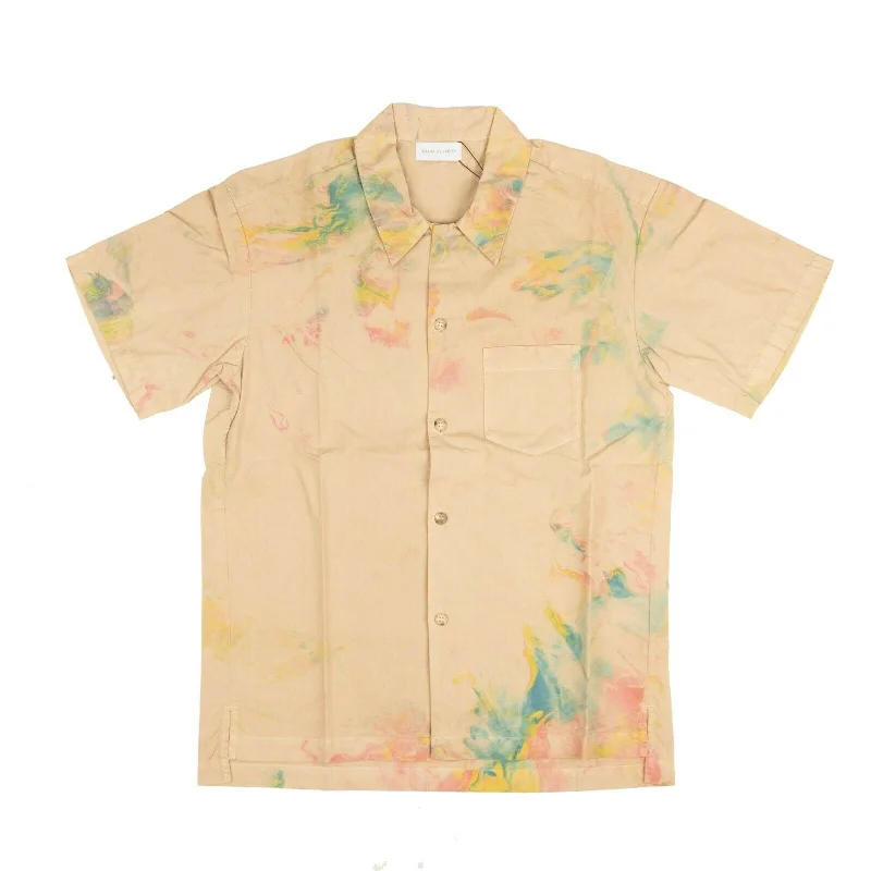 Special Savings Carnival Tan Multicolor Tie Dye Bowling Shirt