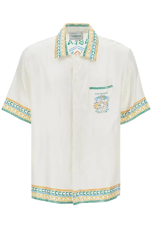 Now Available Casablanca Men's Silk Crayon Temple Tennis Club Shirt