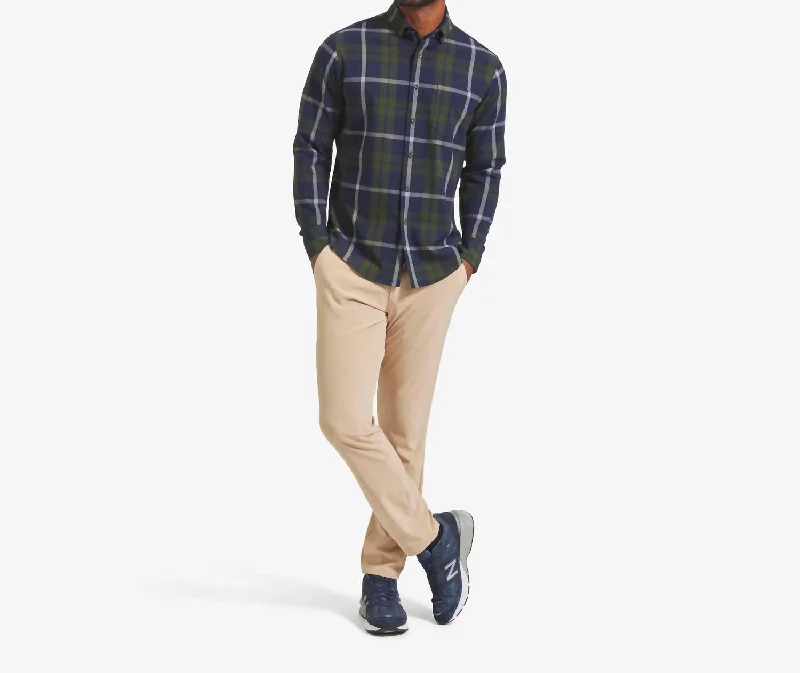 Daily Specials City Flannel Shirt In Olive/navy Plaid