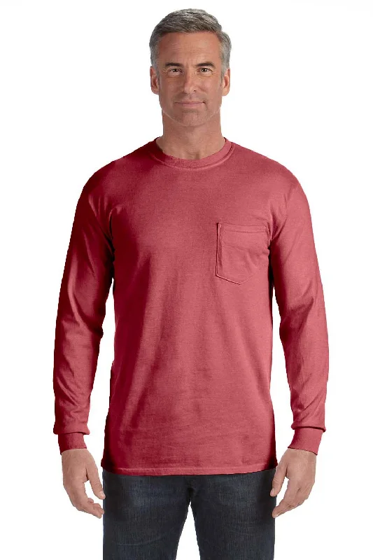 Weekend Deals to Make You Happy Comfort Colors Mens Long Sleeve Crewneck T-Shirt w/ Pocket - Brick Red Weekend Deals to Make You Happy Comfort Colors Mens Long Sleeve Crewneck T-Shirt w/ Pocket - Brick Red