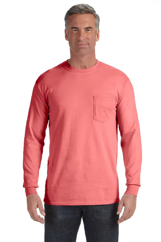 New Markdowns Comfort Colors Mens Long Sleeve Crewneck T-Shirt w/ Pocket - Watermelon Pink New Markdowns Comfort Colors Mens Long Sleeve Crewneck T-Shirt w/ Pocket - Watermelon Pink