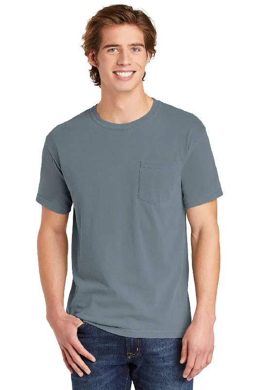 Early Access Comfort Colors Mens Short Sleeve Crewneck T-Shirt w/ Pocket - Granite Grey
