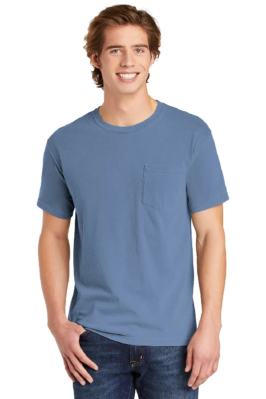 Bargain Prices Comfort Colors Mens Short Sleeve Crewneck T-Shirt w/ Pocket - Washed Denim Blue Bargain Prices Comfort Colors Mens Short Sleeve Crewneck T-Shirt w/ Pocket - Washed Denim Blue