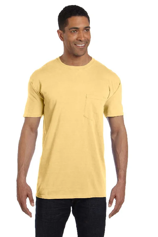 Weekend Specials to Enjoy Comfort Colors Mens Short Sleeve Crewneck T-Shirt w/ Pocket - Butter Yellow Weekend Specials to Enjoy Comfort Colors Mens Short Sleeve Crewneck T-Shirt w/ Pocket - Butter Yellow